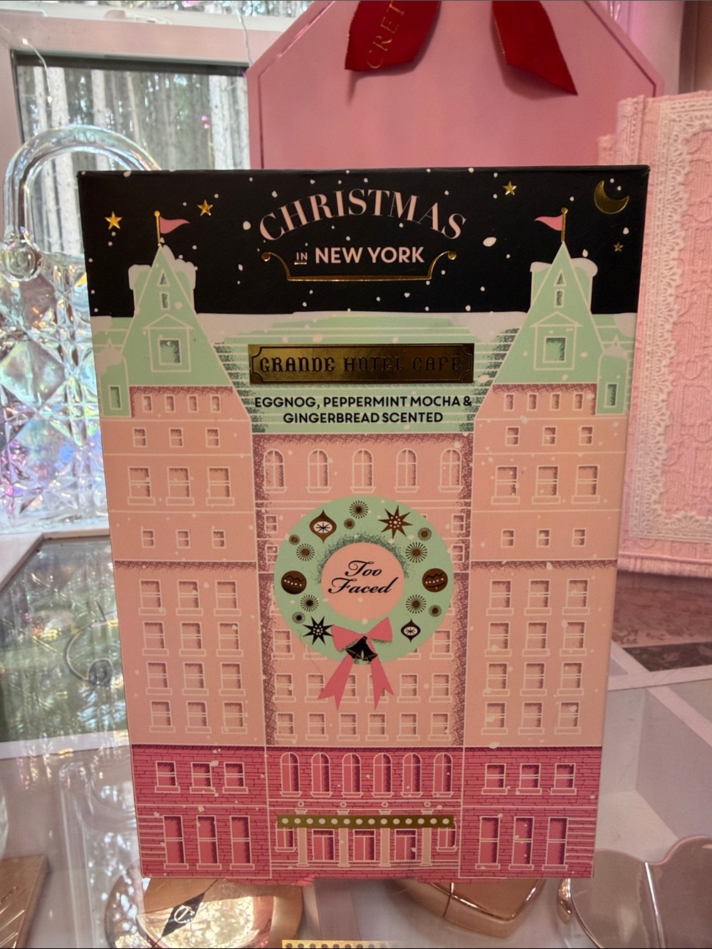 Too Faced Holiday Gift Set — Pink & Mint Hotel Café Packaging NEW NEVER USED